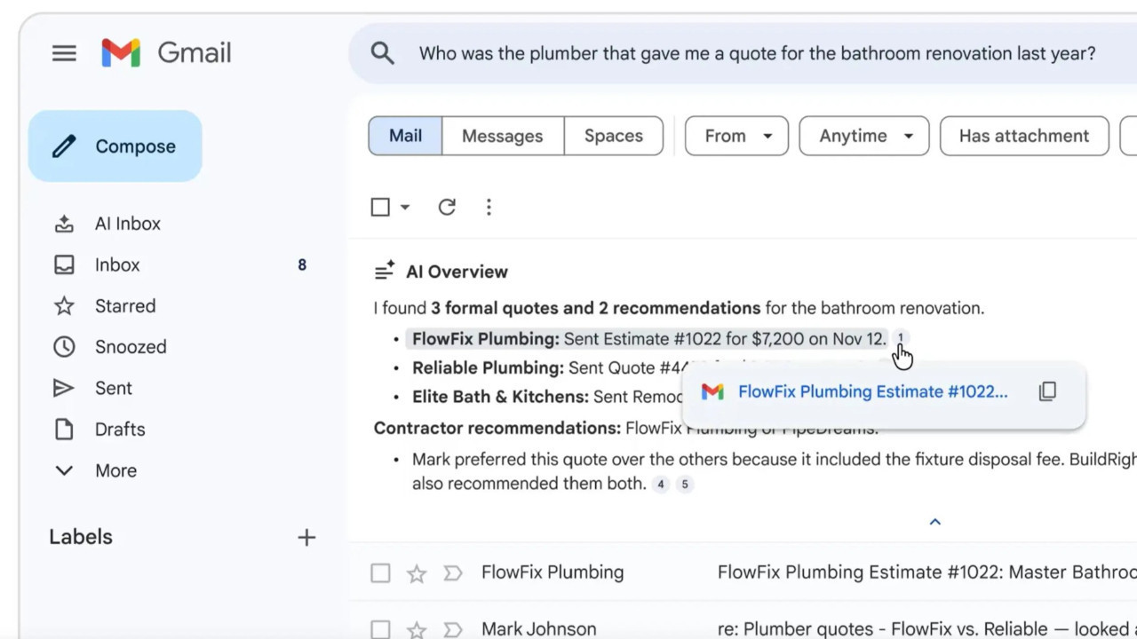 Gmail’e büyük yapay zekâ güncellemesi: Gemini 3 dayanaklı yeni özellikler